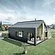 Maison individuelle avec toit à pignon ; la toiture et la façade sont recouvertes avec PREFALZ de PREFA en P.10 anthracite. Les bacs de la surface de toit se prolongent jusque sur la façade. Une partie de la façade est revêtue de bois patiné.