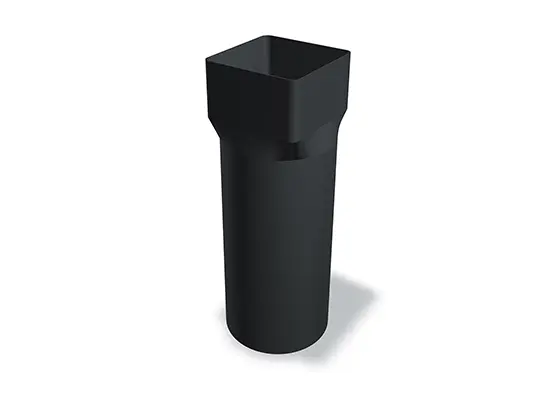 PREFA Quadratrohrmuffe 100, erhältlich in den Größen 100 Ø 98 mm und 100 Ø 115 mm, ermöglicht die sichere Verbindung von Quadratrohren in Dachentwässerungssystemen. Diese Muffe sorgt für eine stabile und dauerhafte Abdichtung.