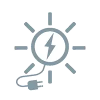 Graues Clipart einer Sonne mit Stecker